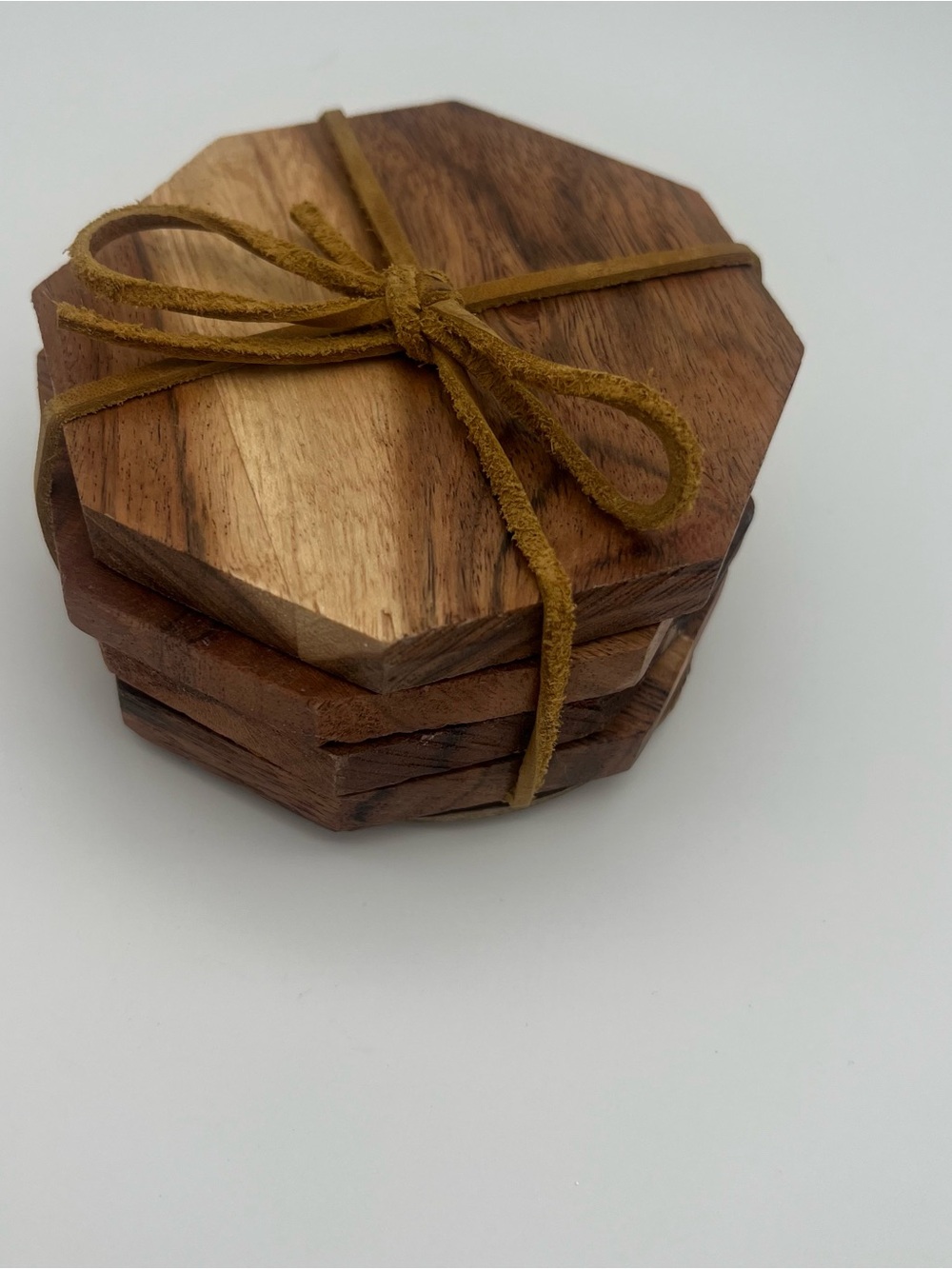 NWOT Multi-Toned Wood Octagon Coasters Set of 4